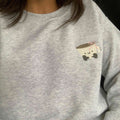 Tia Teacup Embroidered Sweatshirt in Ash Grey Size Small